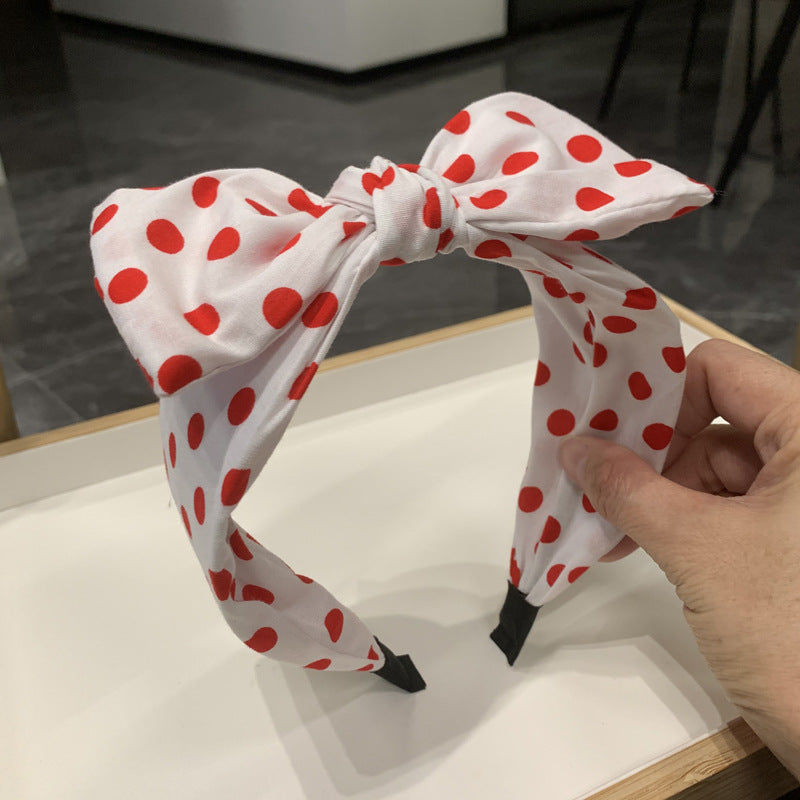 Wholesale Wave Point Fabric Big Bow Hairband